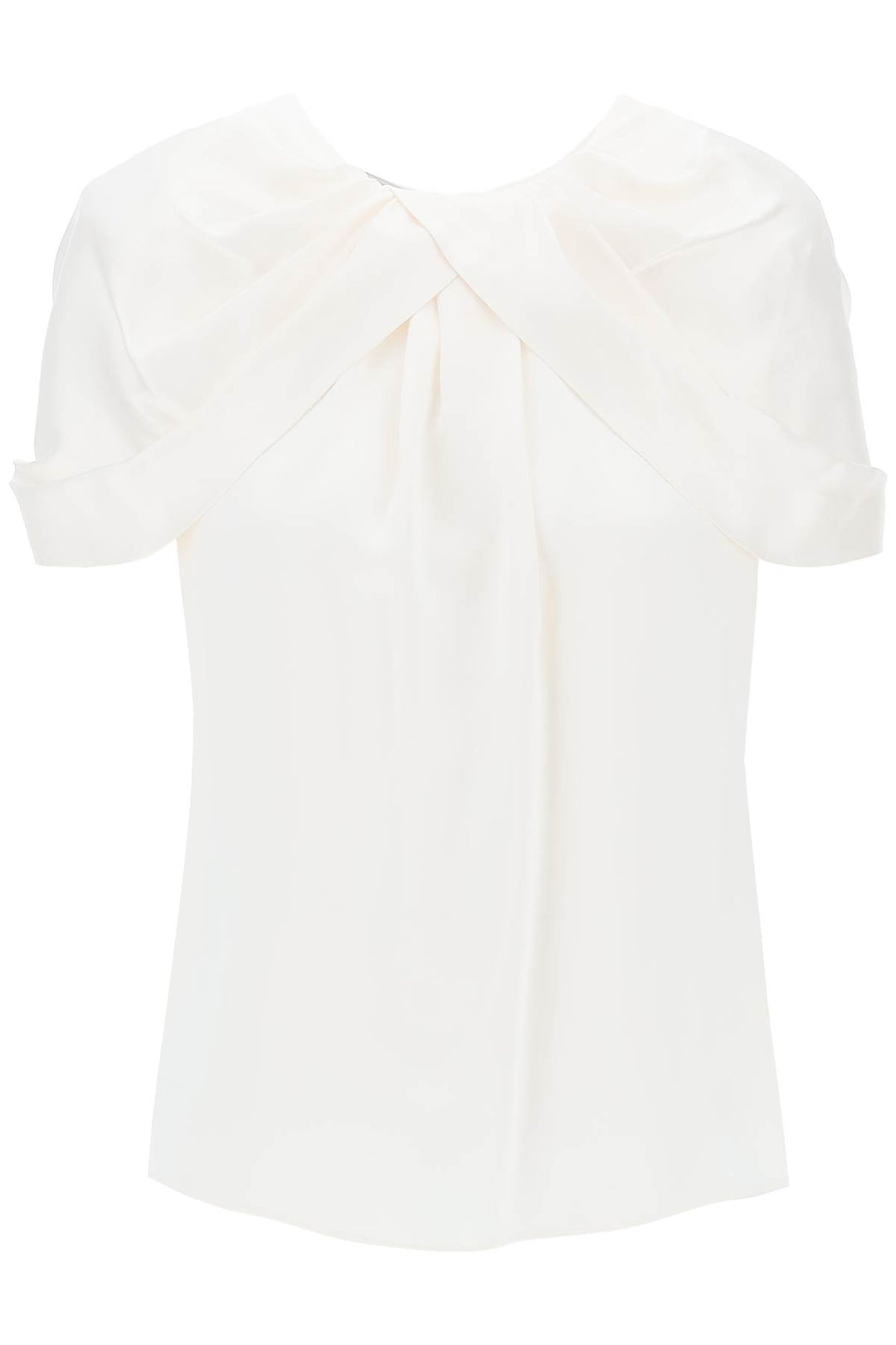 Stella Mc Cartney Satin Blouse With Petal Sleeves   Bianco