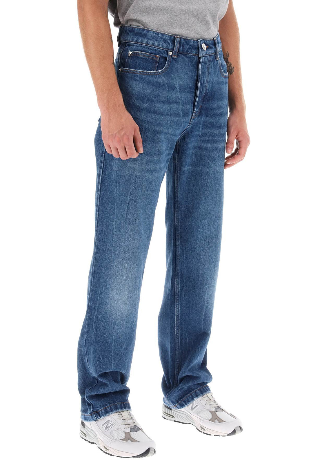 Ami Alexandre Matiussi Loose Jeans With Straight Cut   Blu