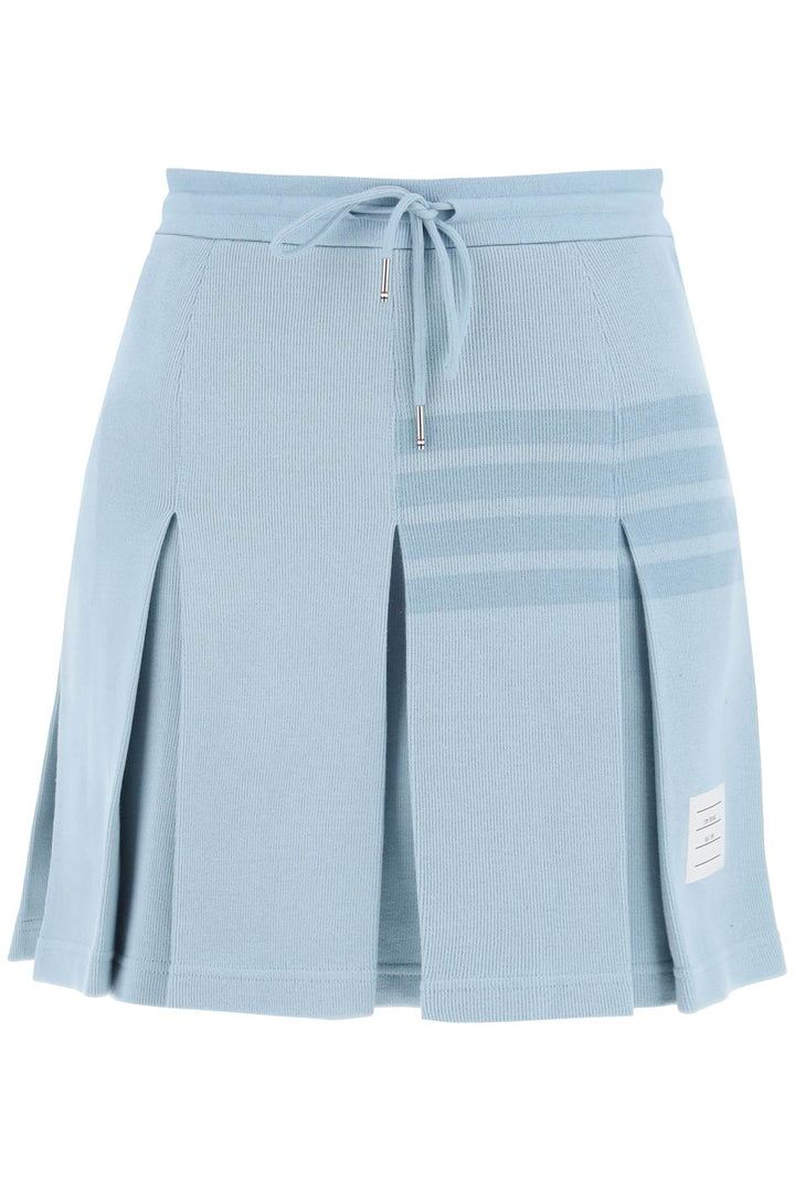 Thom Browne Knitted 4 Bar Pleated Skirt   Celeste