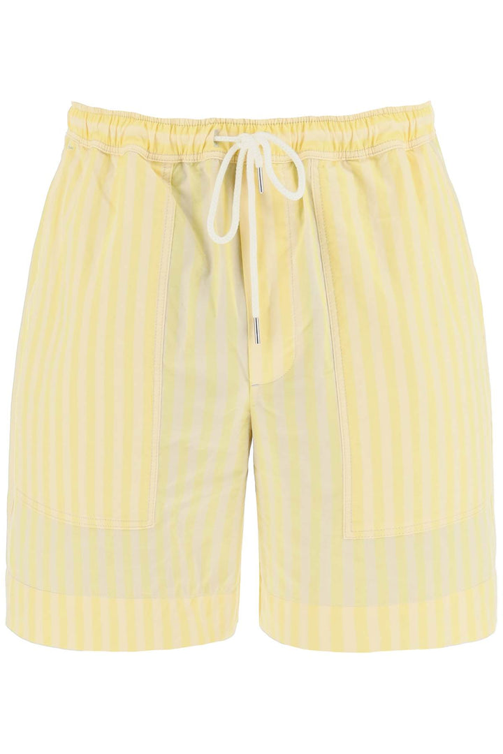 Maison Kitsune Striped Poplin Bermuda Shorts For   Yellow