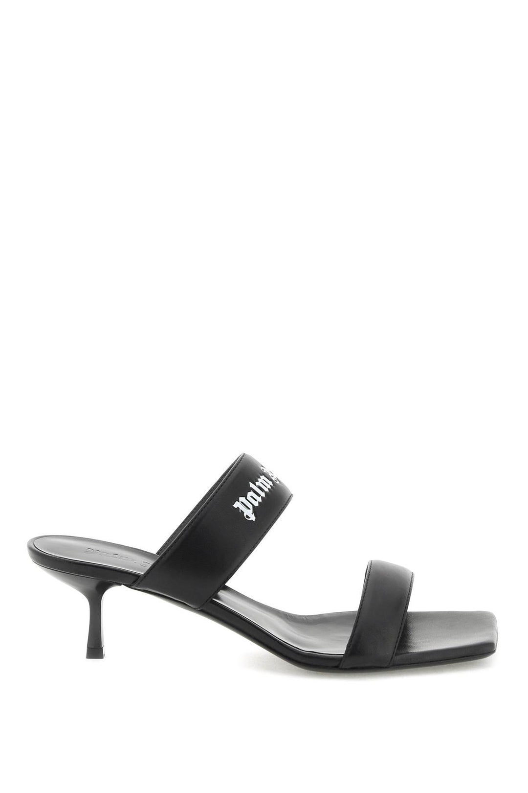 Palm Angels Leather Mules With Logo   Nero