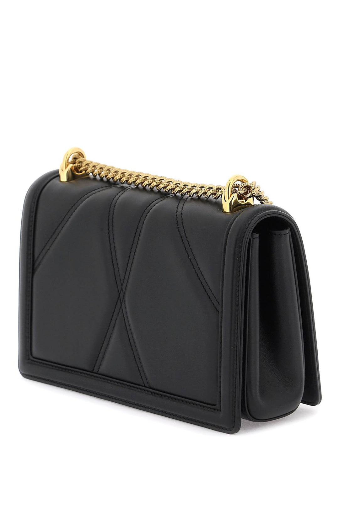 Dolce & Gabbana Medium Devotion Bag In Quilted Nappa Leather   Black
