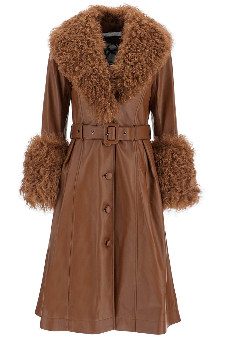 Saks Potts Long Foxy Leather & Shearling Coat