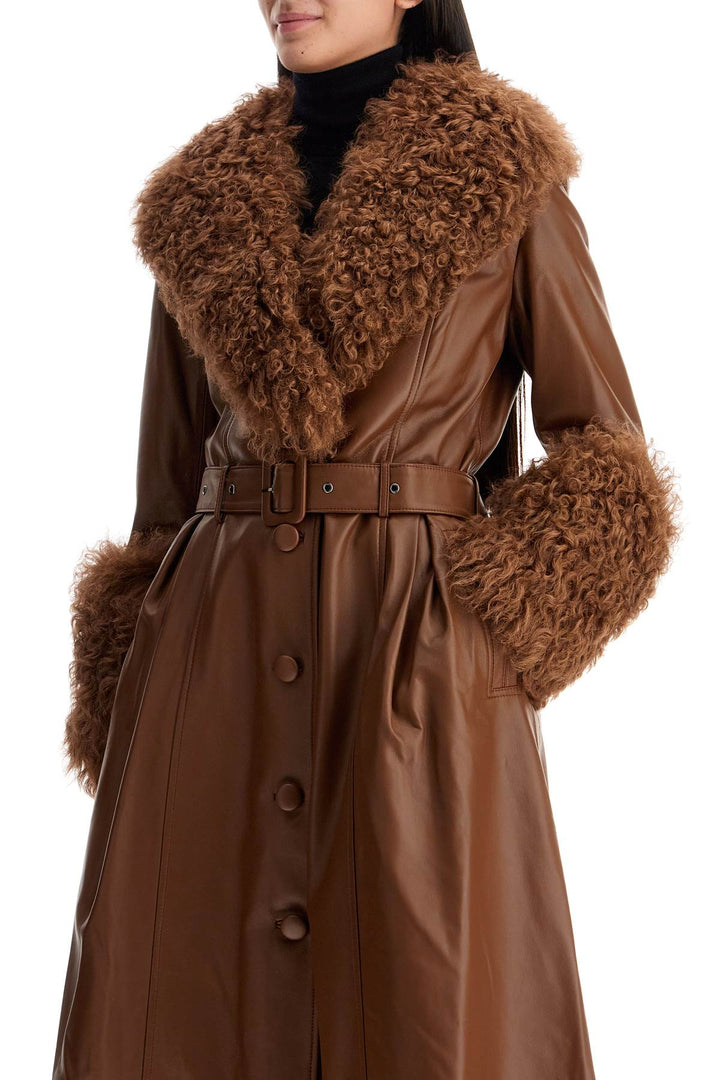 Saks Potts Long Foxy Leather & Shearling Coat