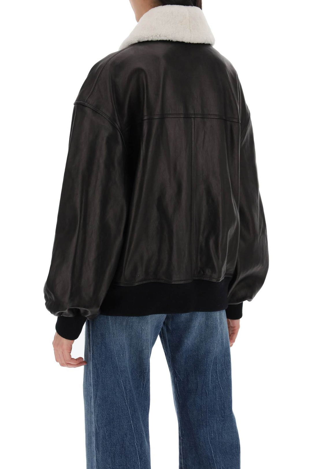 Khaite Leather Shellar Jacket   Black
