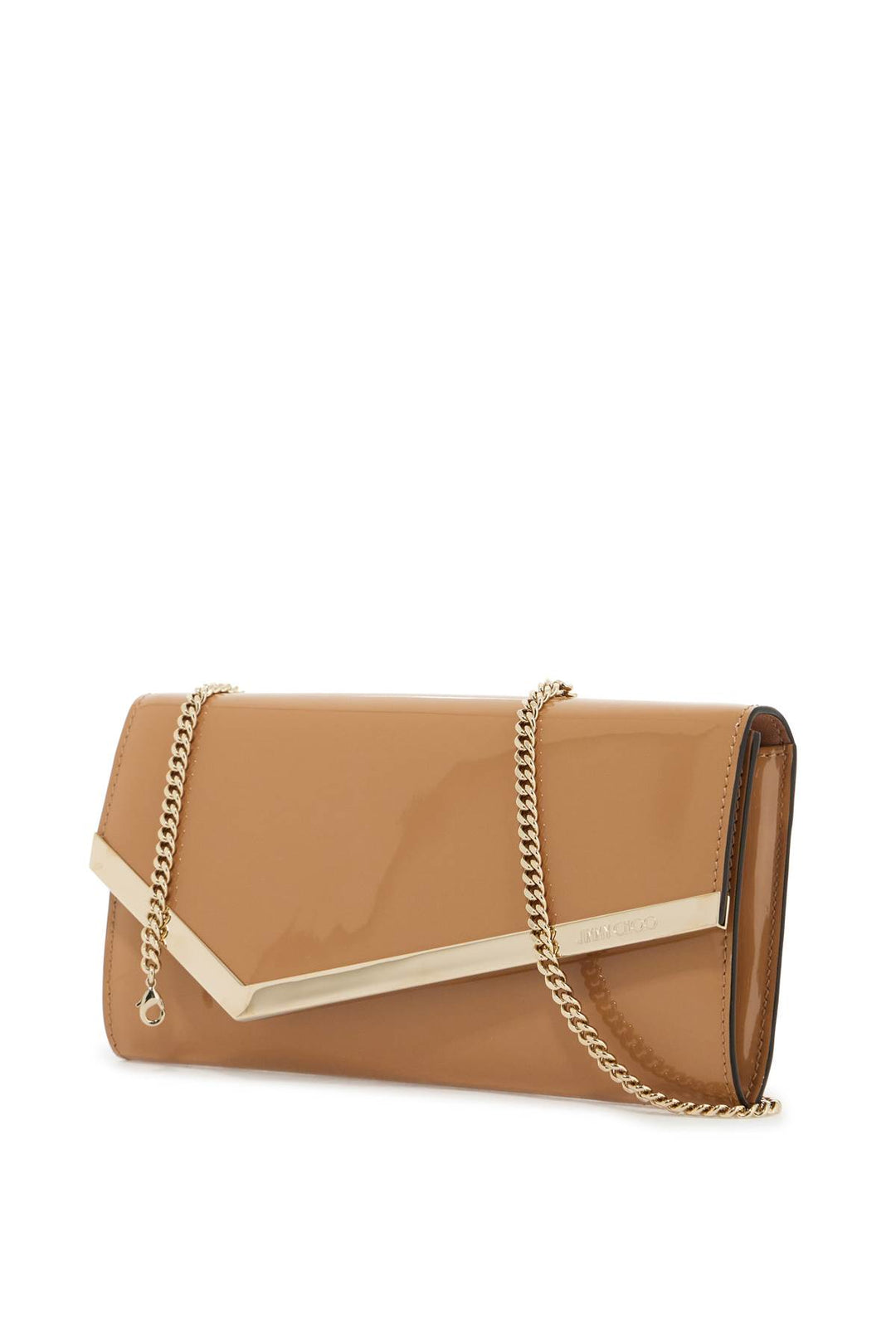 Jimmy Choo Patent Leather Emmie Clutch   Brown