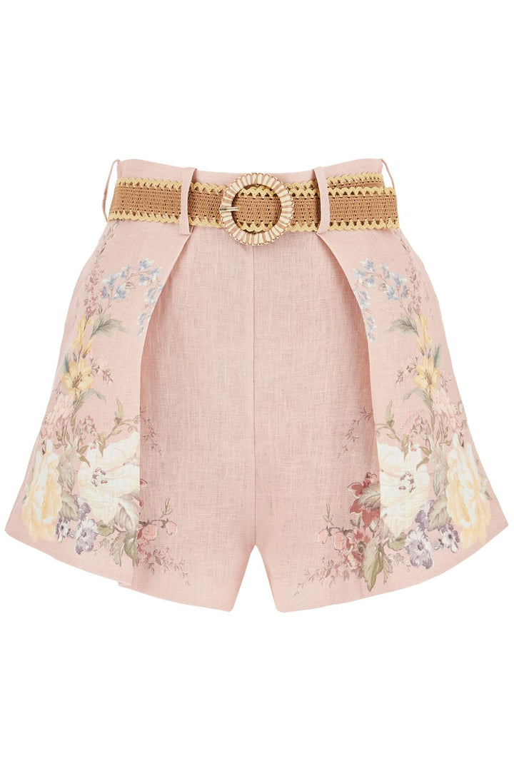 Zimmermann             Floral Linen Waverly Shorts   Pink