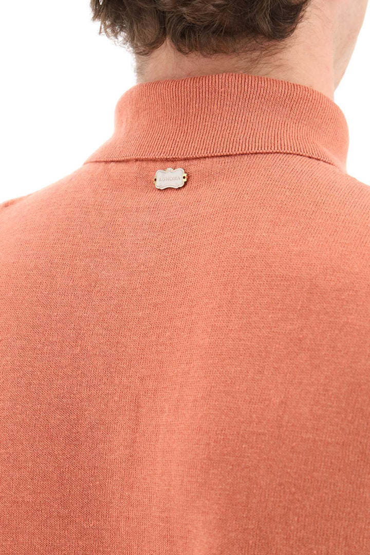 Agnona Linen And Cotton Jersey Polo   Red
