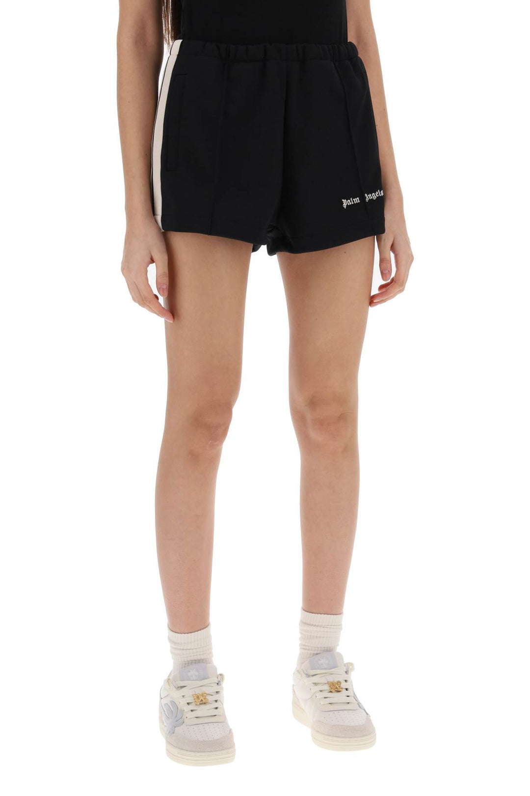 Palm Angels Track Shorts With Contrast Bands   Nero