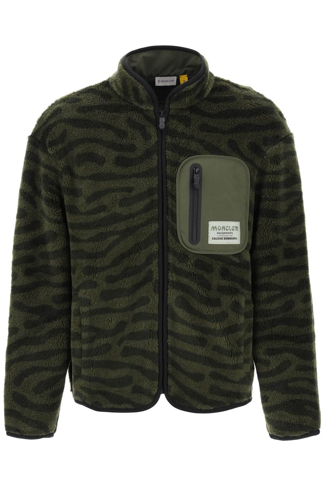 Moncler X Salehe Bembury Teddy Pile Sweatshirt With Fingerprint Motif   Verde