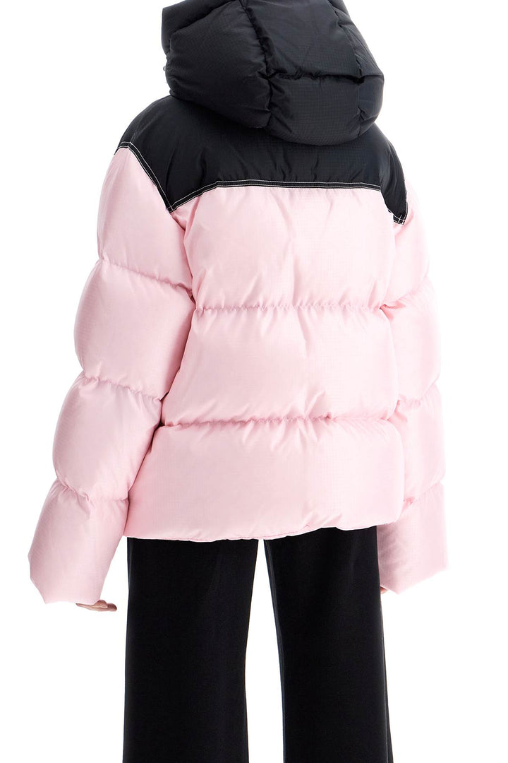 Off White Oversized Down Jacket With   Pink