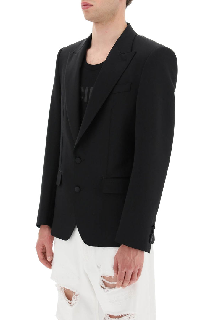 Dolce & Gabbana Single Breasted Tuxedo Jacket   Black