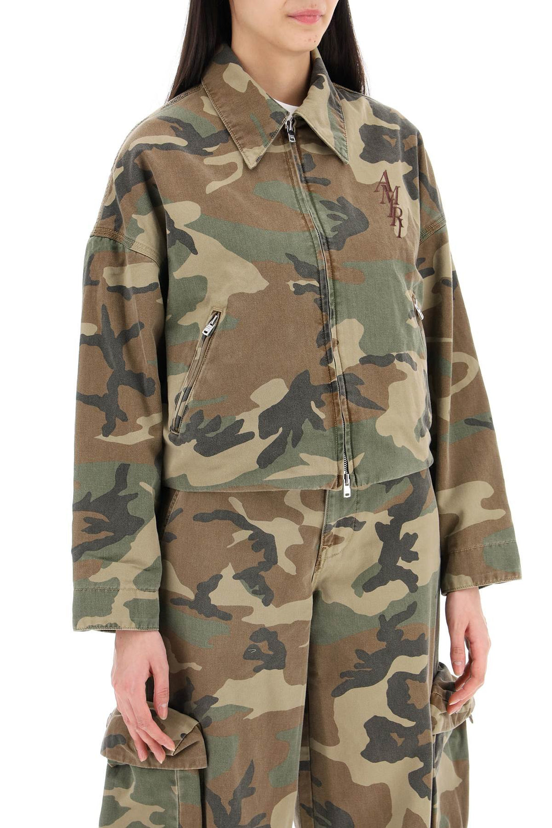 Amiri Workwear Style Camouflage Jacket   Khaki