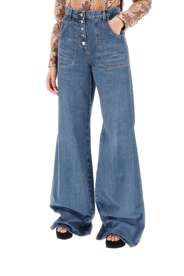 Etro Jeans With Back Foliage Embroidery   Light Blue