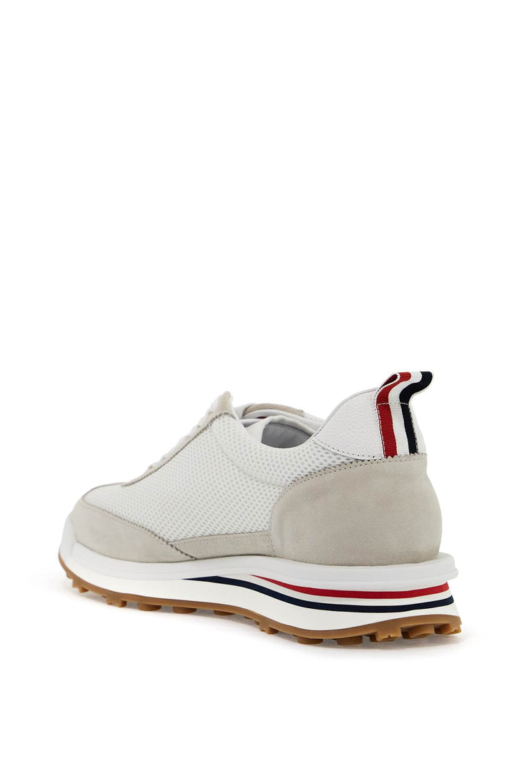 Thom Browne Mesh And Suede Leather Sneakers In 9   White