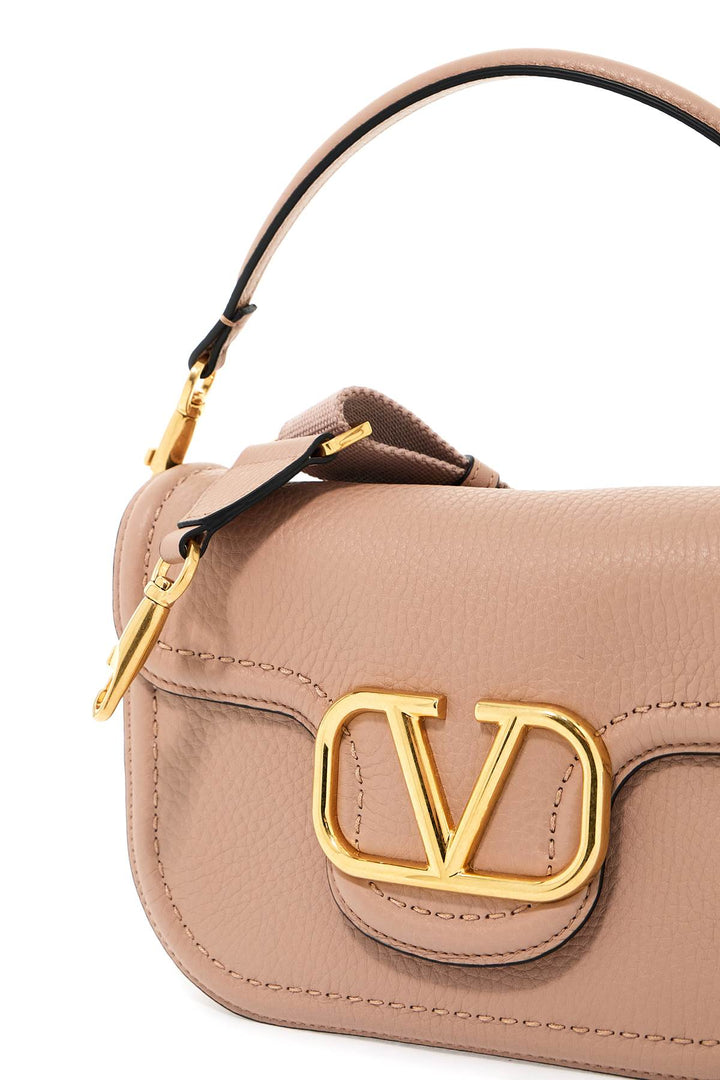 Valentino Garavani Alltime Hammered Leather Shoulder Bag   Neutral