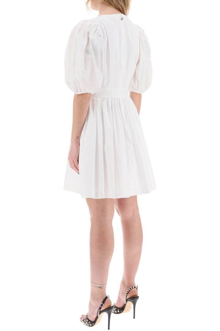 Rotate Mini Dress With Balloon Sleeves And Cut Out Details   White