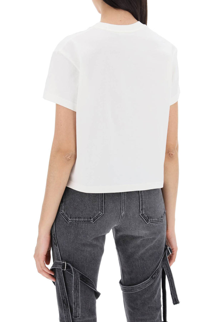 Courreges Cropped Logo T Shirt With   Bianco