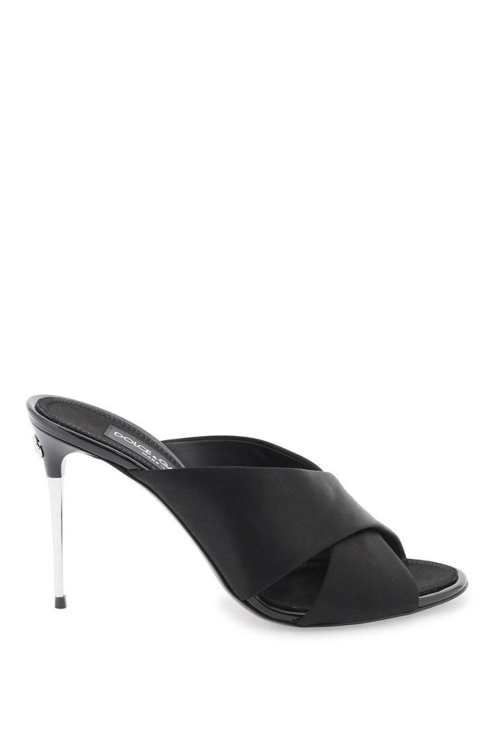 Dolce & Gabbana Satin Mules With Metal Heel.   Black