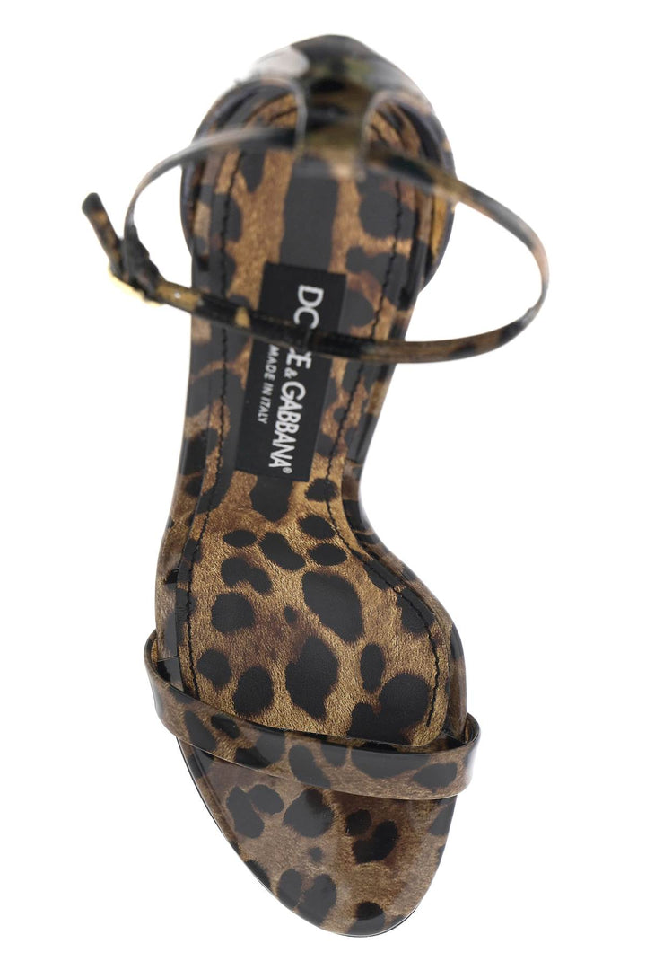 Dolce & Gabbana Leopard Print Glossy Leather Sandals   Marrone