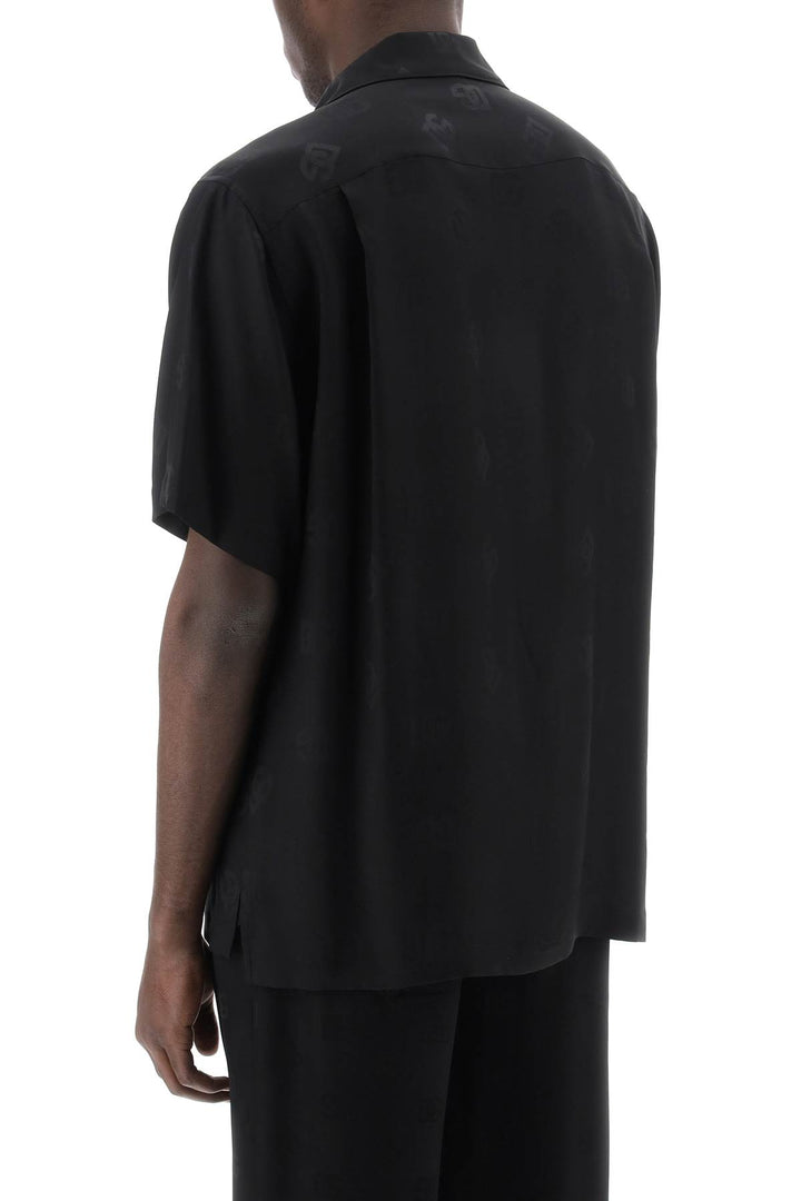 Dolce & Gabbana Silk Jacquard Bowling Shirt   Black