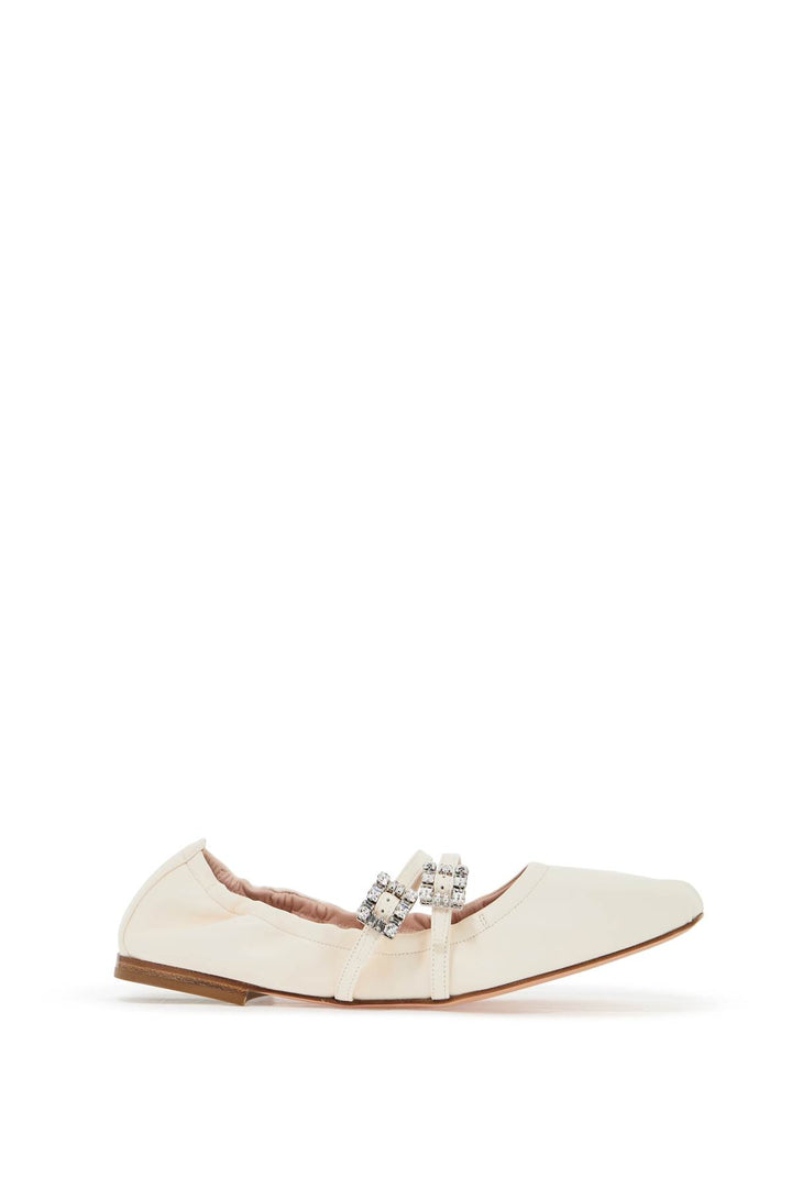 Roger Vivier Nappa Ballet Flats With Strass Buck   White