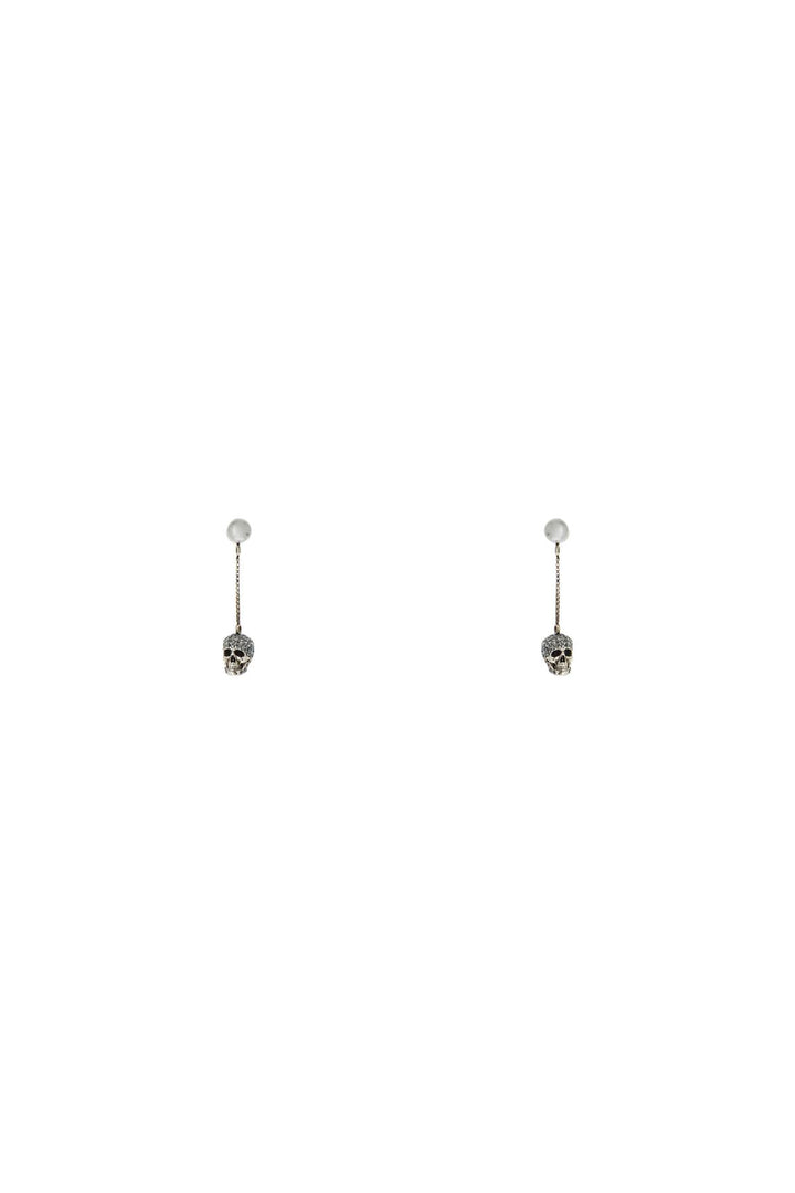 Alexander Mcqueen skull earrings with pavé and chain