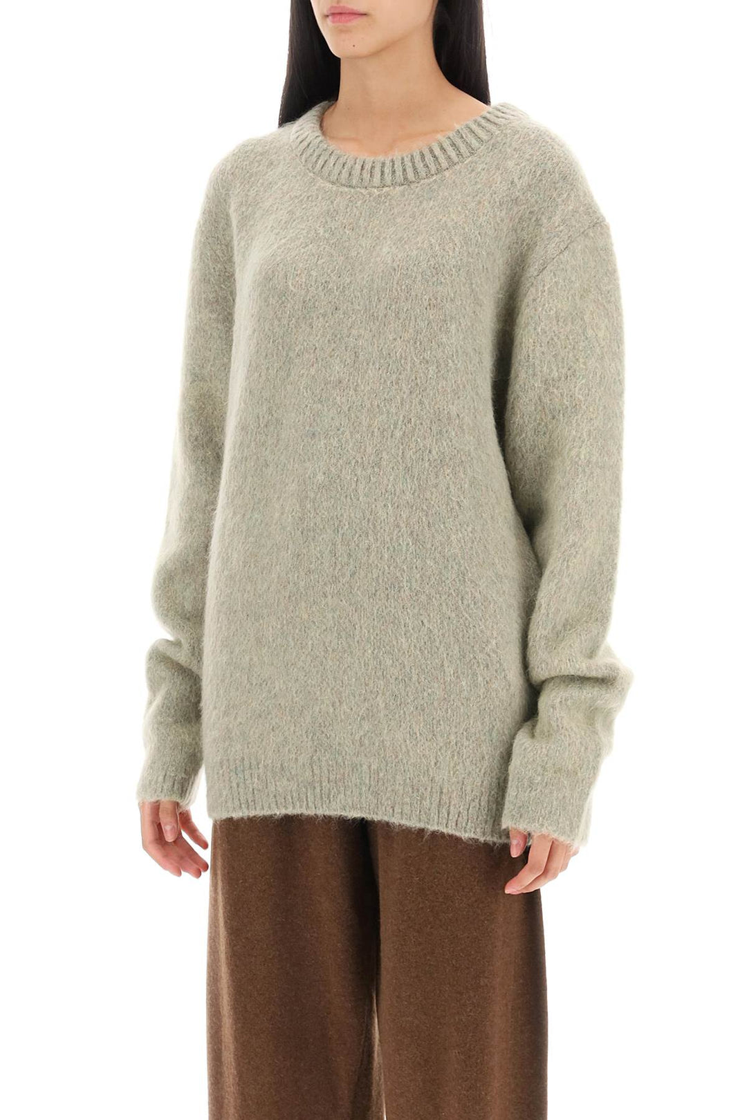 Lemaire Sweater In Melange Effect Brushed Yarn   Verde