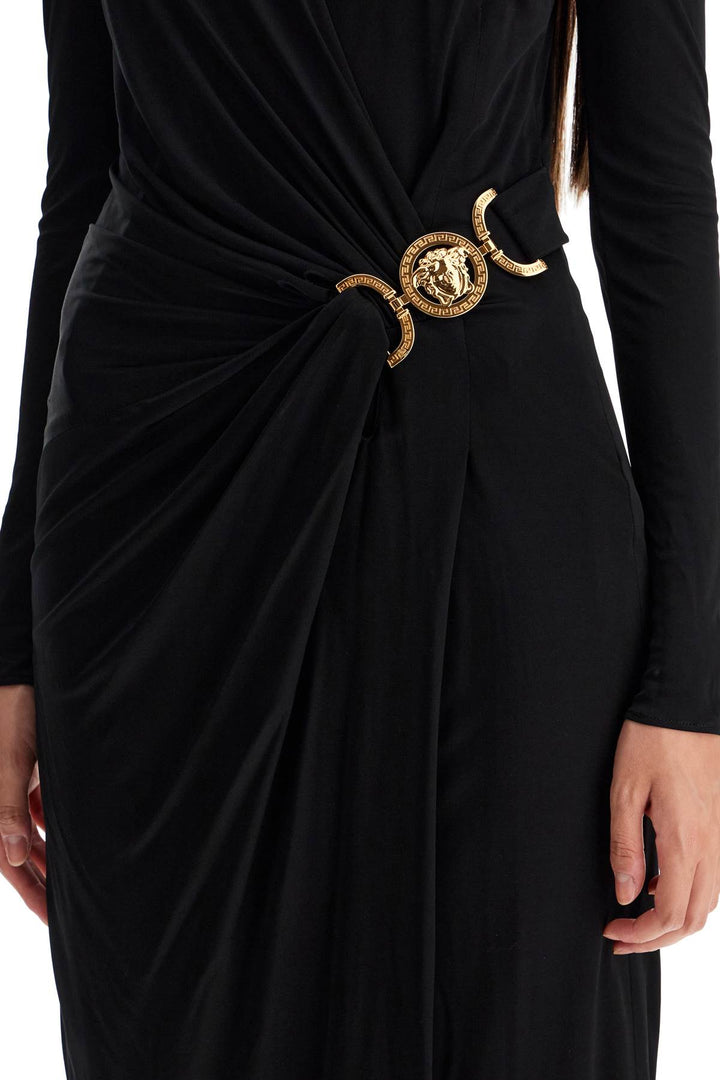 Versace Draped Jersey Dress With   Black