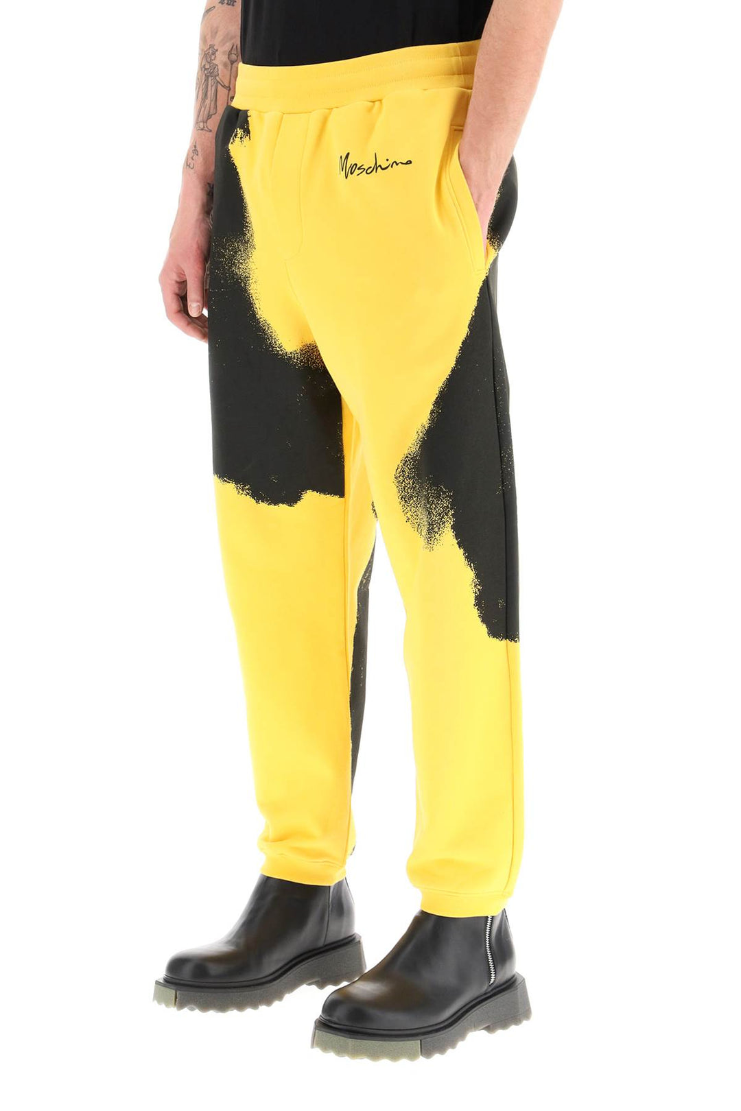 Moschino Graphic Print Jogger Pants With Logo   Giallo