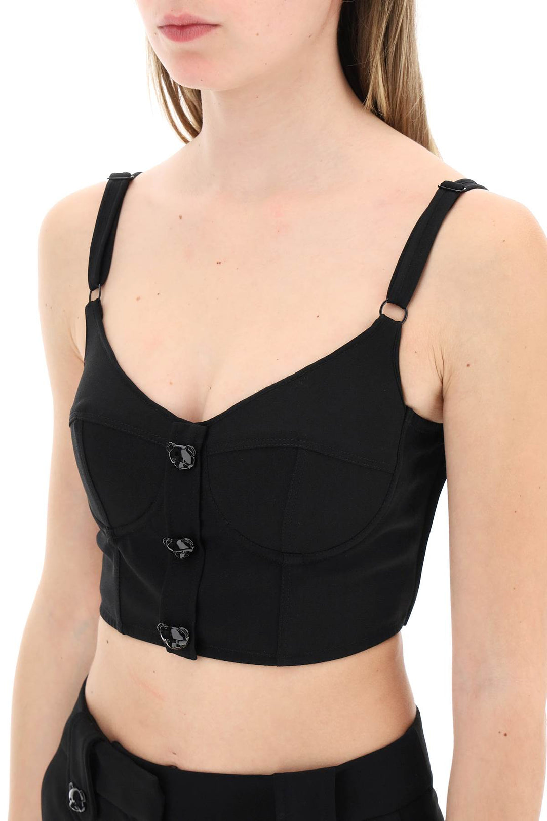 Moschino Bustier Top With Teddy Bear Buttons   Nero
