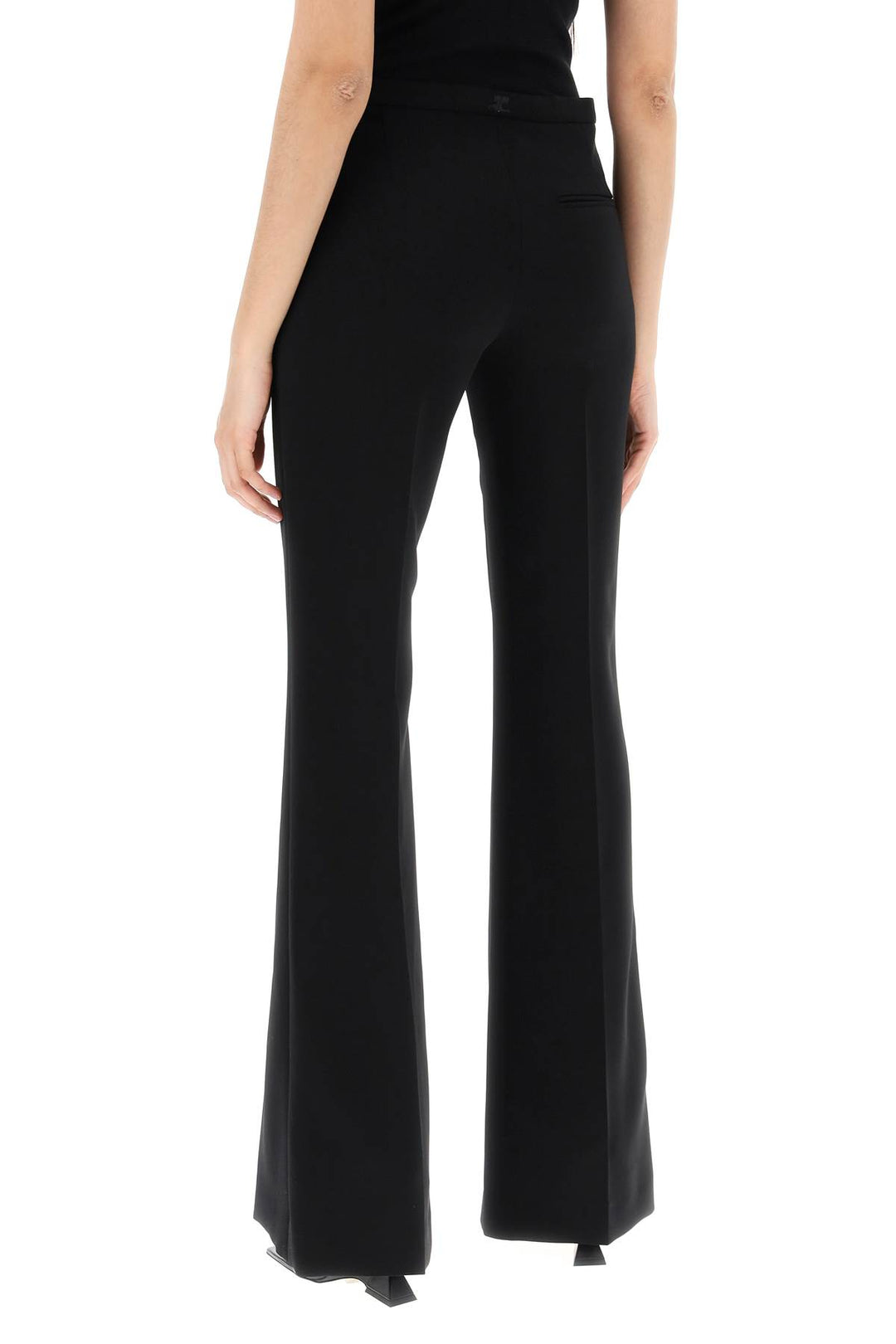 Courreges Tailored Bootcut Pants In Technical Jersey   Nero