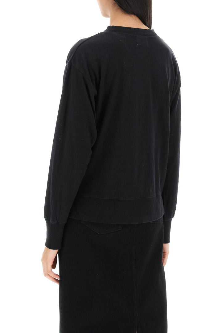 Isabel Marant Etoile Klowia T Shirt With Metallic Logo Print   Black