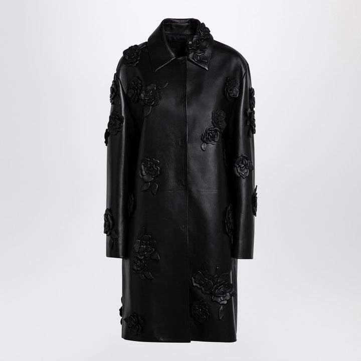 Valentino leather coat with embroidery