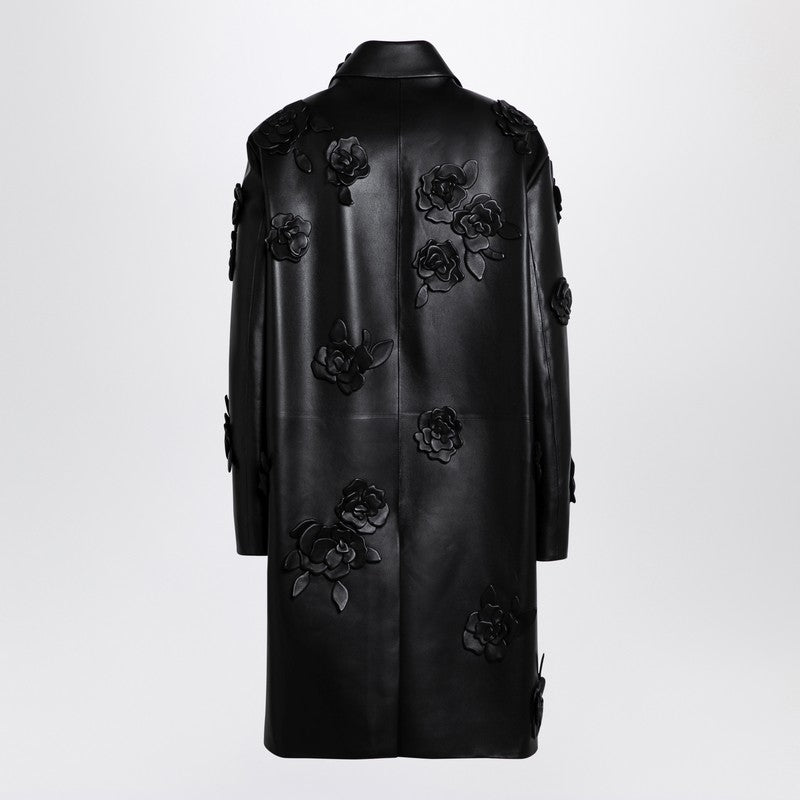 Valentino leather coat with embroidery