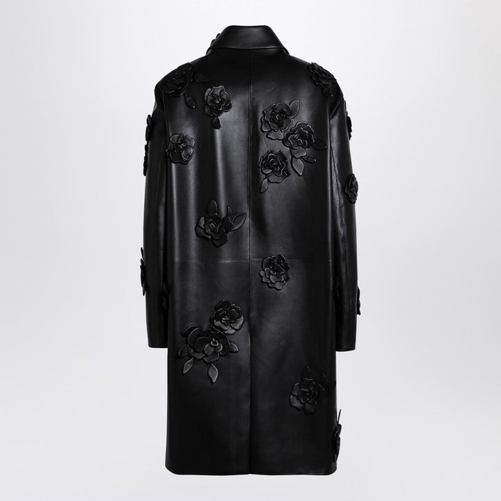 Valentino leather coat with embroidery