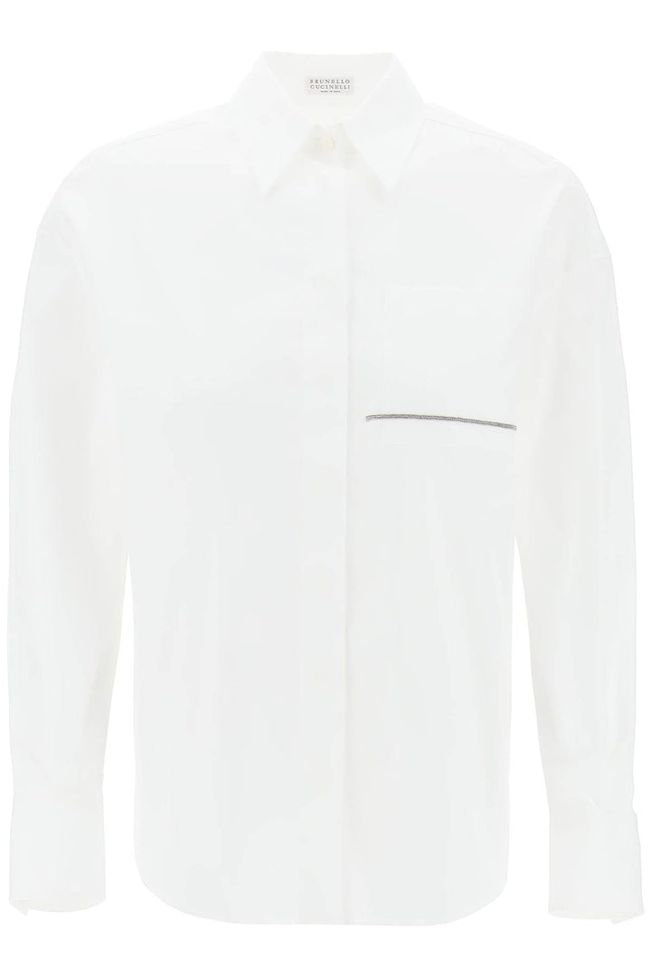 Brunello Cucinelli Replace With Double Quoteshirt With Jewel Detail On The   Bianco