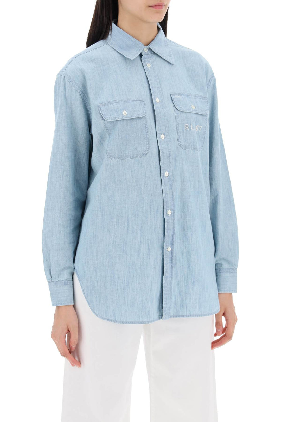 Polo Ralph Lauren Embroidered Chambray   Light Blue