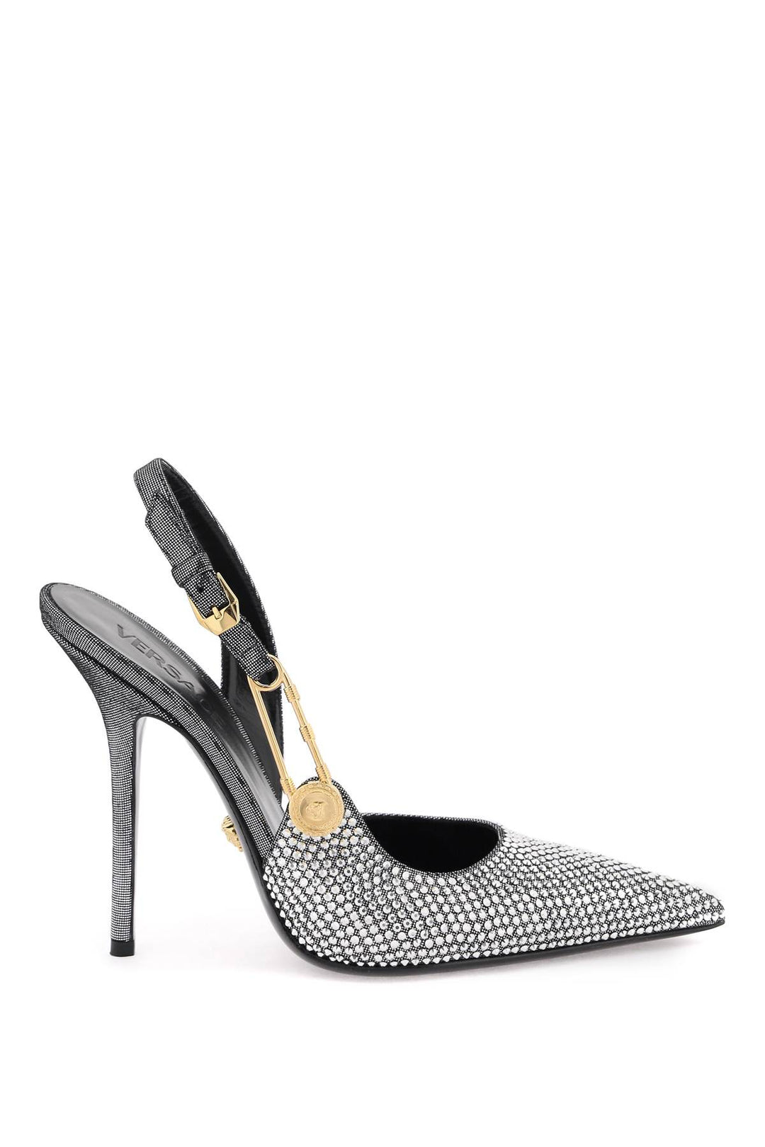 Versace 'Safety Pin' Slingback Pumps   Argento