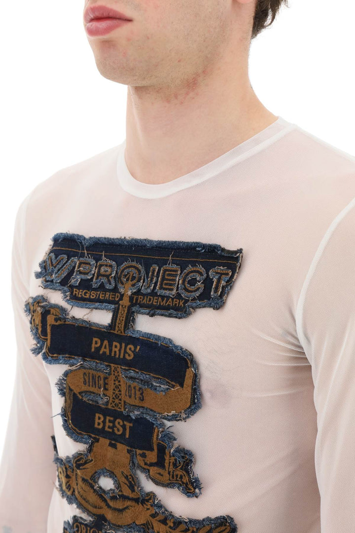 Y Project Paris' Best Long Sleeve Mesh T Shirt   Bianco