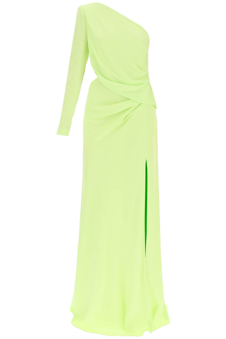 Roland Mouret Asymmetric Stretch Silk Gown With Cut Out Detail   Verde