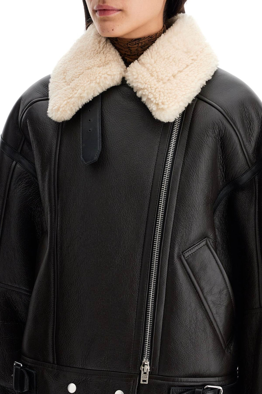 Acne Studios Oversized Shearling Jacket   Brown