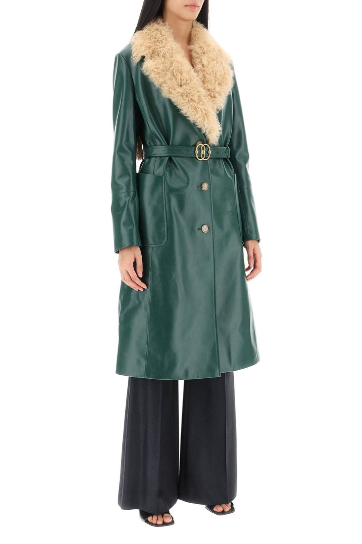 Bally Leather And Shearling Coat   Verde