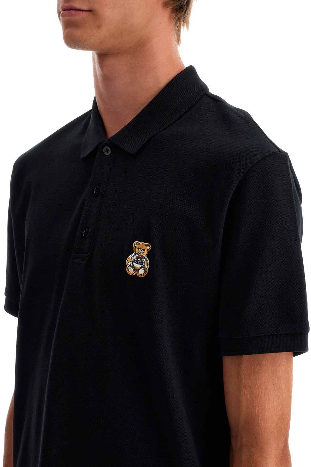 Moschino Polo Shirt With Teddy Bear Application   Black