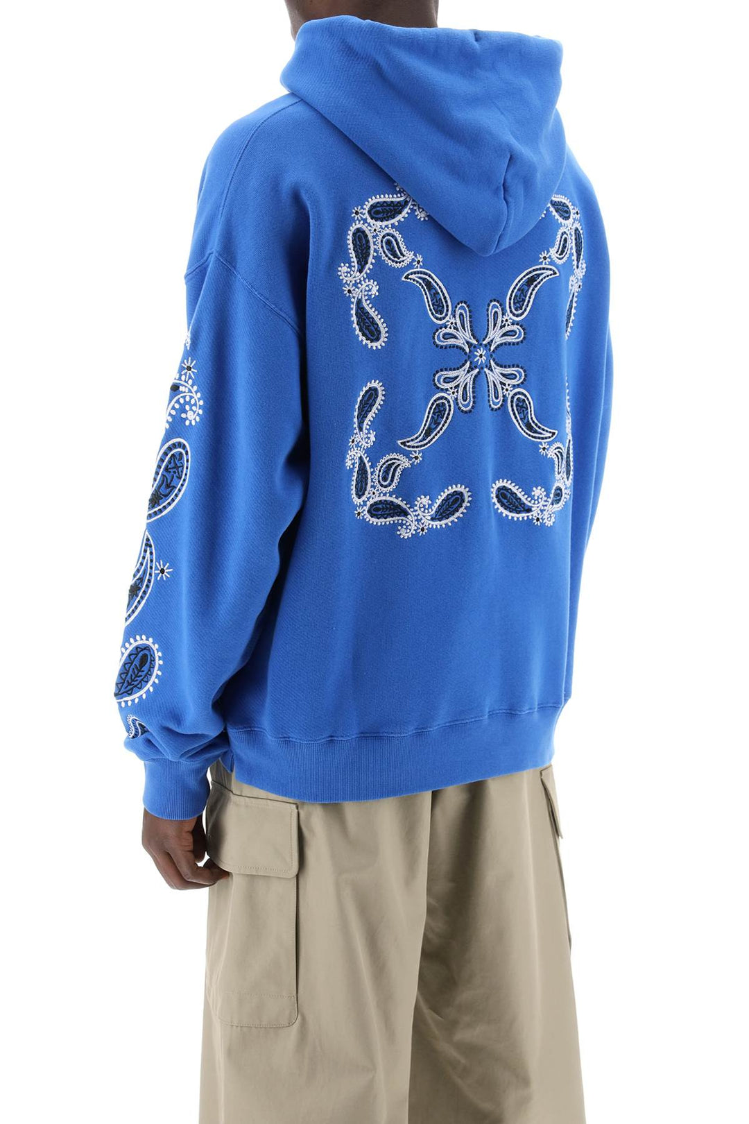 Off White Hooded Sweatshirt With Arrow Band   Blue