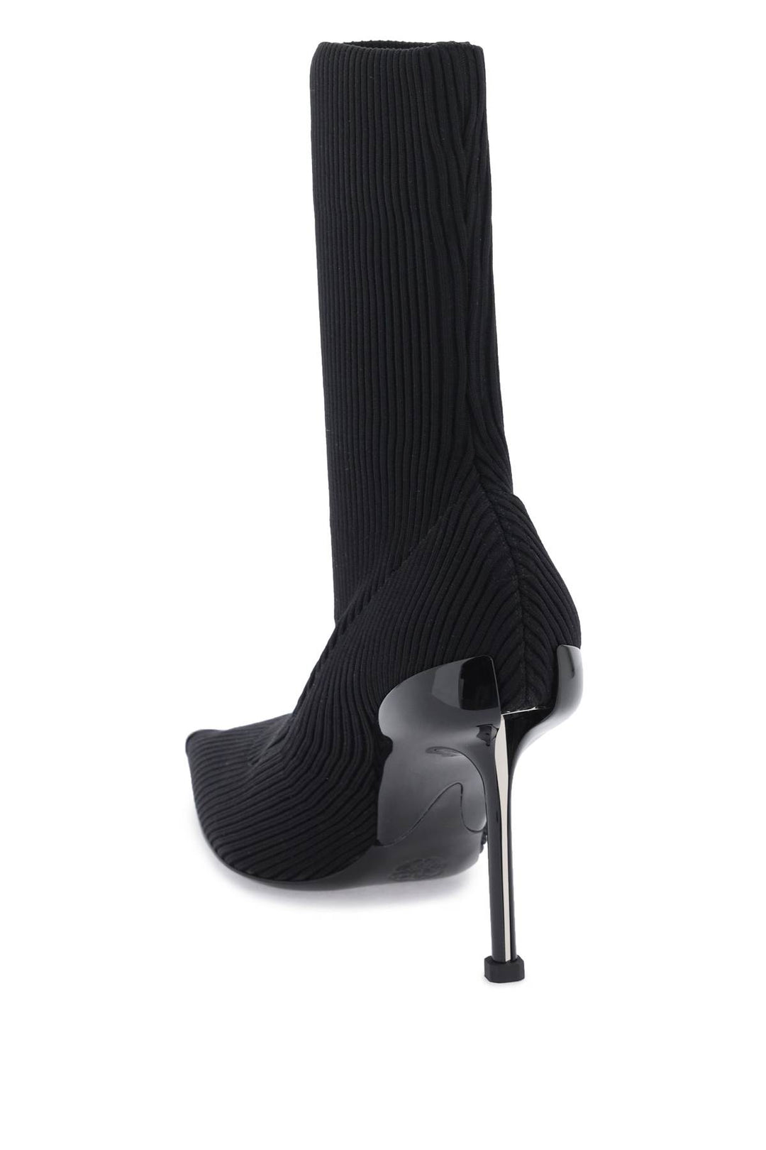 Alexander Mcqueen Knit Slash Ankle Boots   Nero