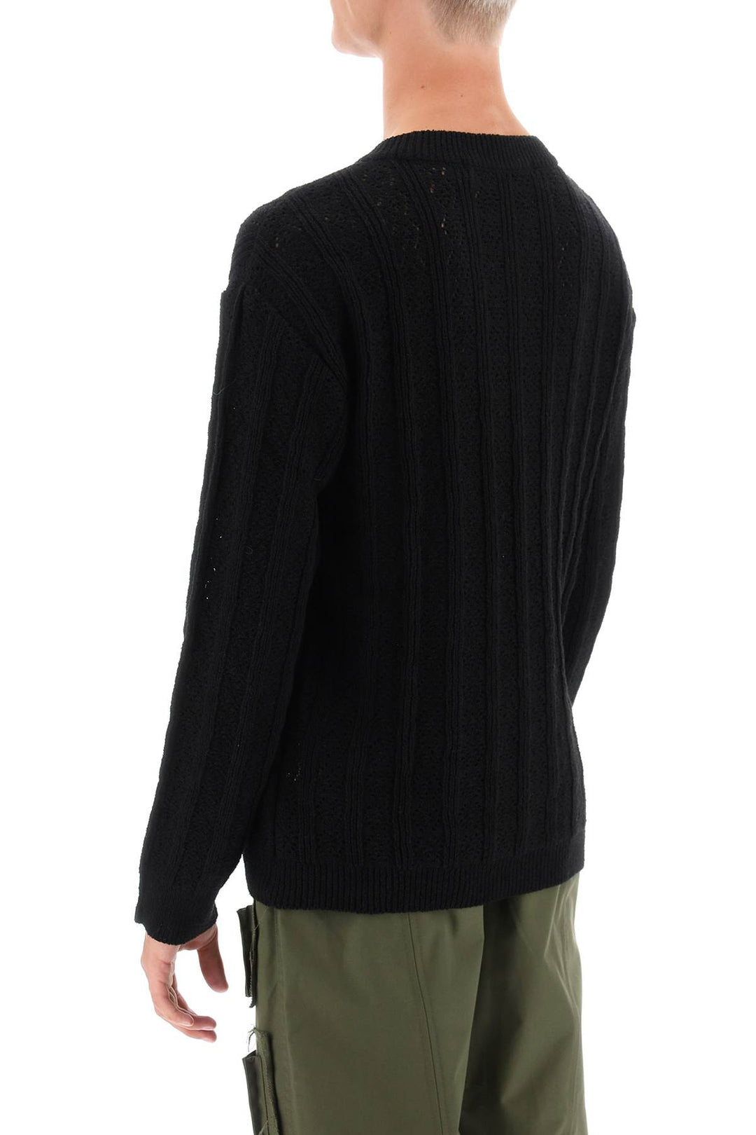 Andersson Bell Dragon Pointelle Knit Sweater   Nero