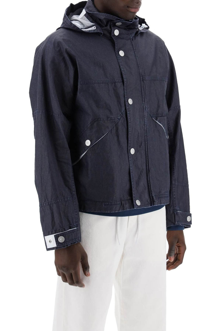 Stone Island Replace With Double Quotemarina Raw Plated Linen Jacket With   Blue