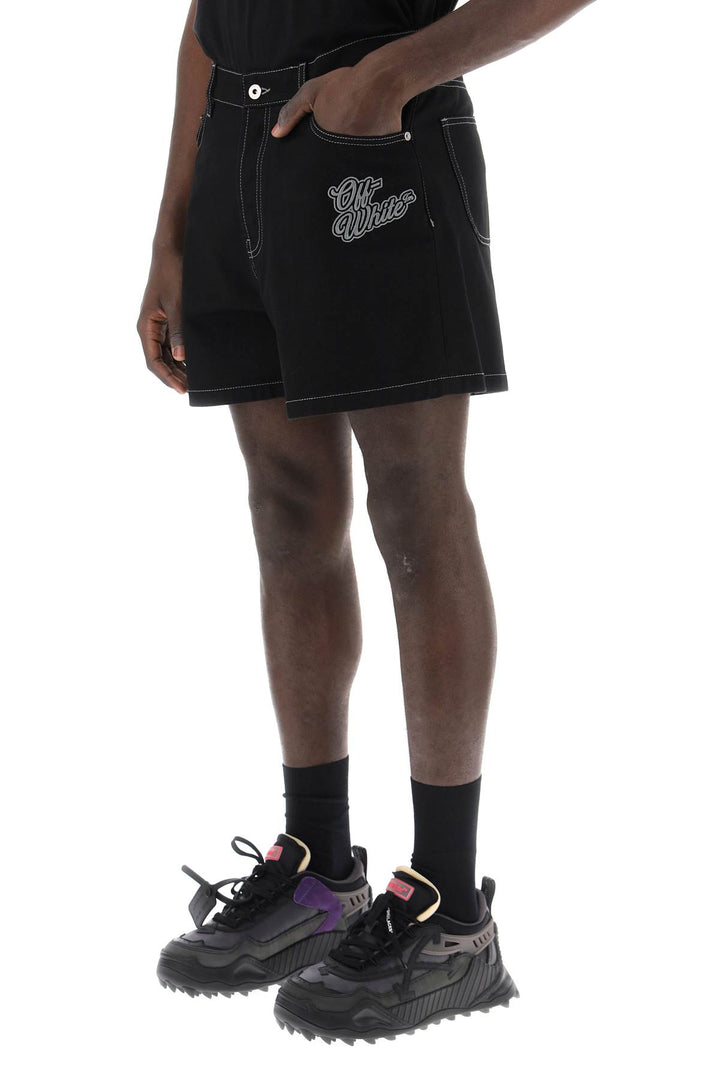 Off White Replace With Double Quotedenim Bermuda Shorts With 90   Black
