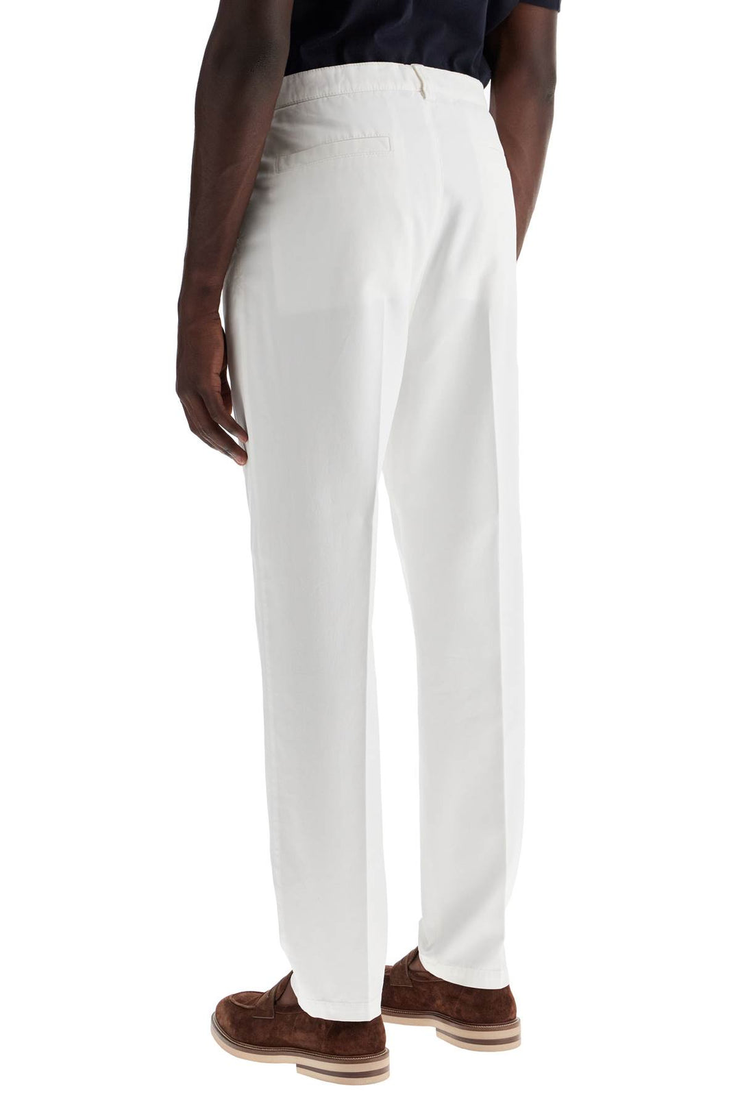 Brunello Cucinelli Twill Gabardine Trousers With Garment   White